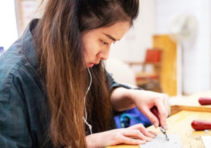 Photo of me doing printmaking