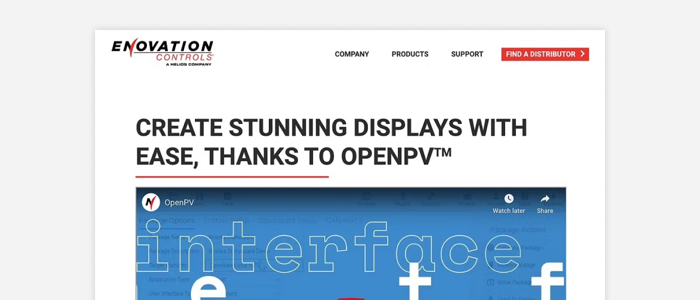 A screenshot of a press by Enovation Controls with the title Create stunning displays with easy, thanks to OpenPV 